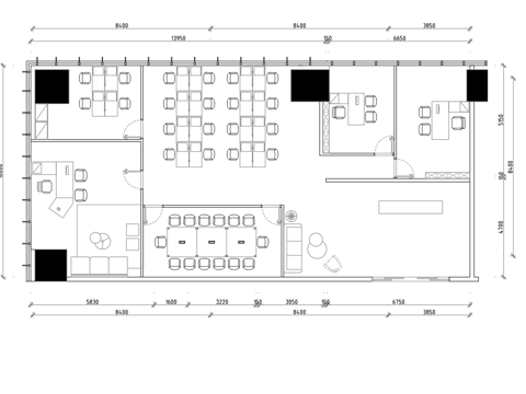 最新办公室平面施工图cad施工图