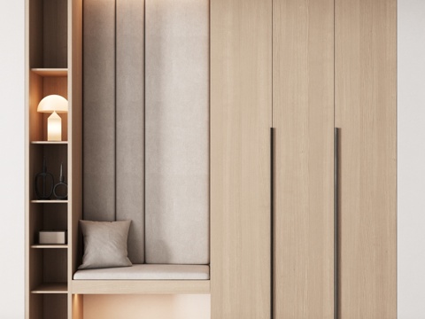  586 走廊区域 22 内置衣柜配软包墙3d模型 