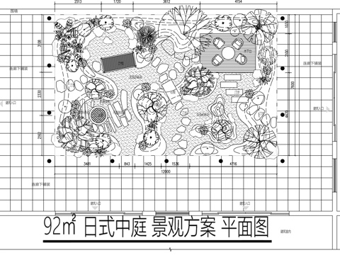 日式别墅庭院景观平面图cadcad施工图
