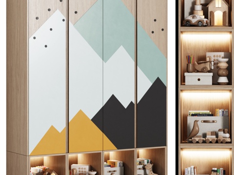  明亮儿童模块化衣柜 山脉系列3d模型 