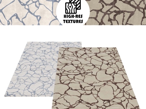  大型不规则石纹地毯套装3d模型 