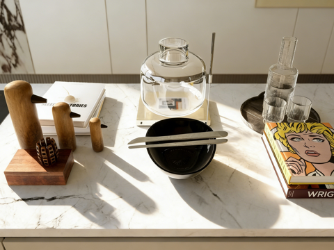 侘寂风静物摆件 抽象小鸟 褶皱陶罐 书籍su模型