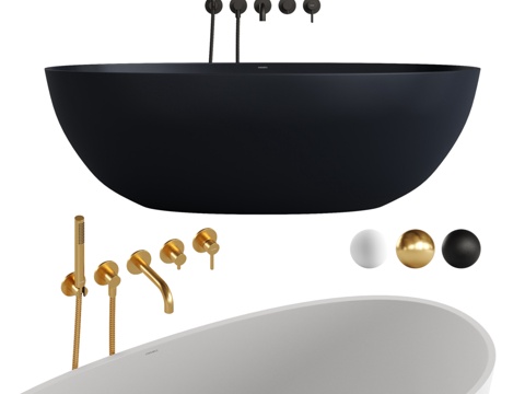  OMNIRES Y系列五孔浴缸龙头及贝壳浴缸3d模型 