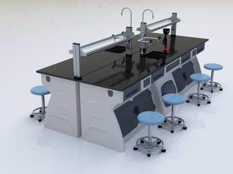  化学试验桌 物理实验桌 生物实验桌 生物教室 化学教室3d模型 