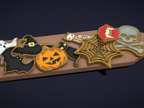  恐怖饼干万圣节饼干包3d模型 