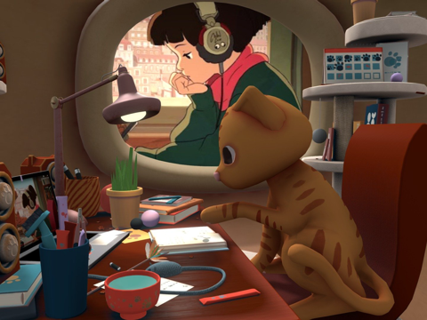  低保真女孩的猫3d模型 