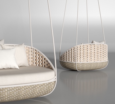  现代户外休闲藤吊椅组合3d模型 