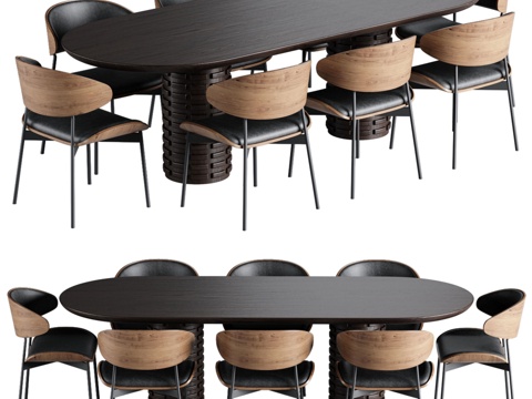  托隆与卑尔根餐桌套装3d模型 