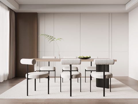 现代意式餐桌椅su模型