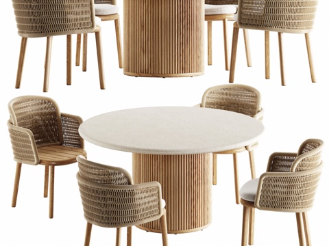  Tribu Otto餐桌与Suro扶手椅3d模型 