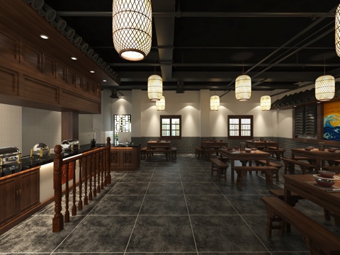  传统中式餐饮3d模型 