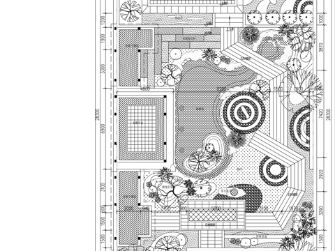 新中式别墅庭院景观平面图cadcad施工图