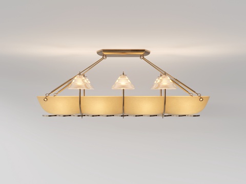  美式复古轻奢法式餐厅3d模型 