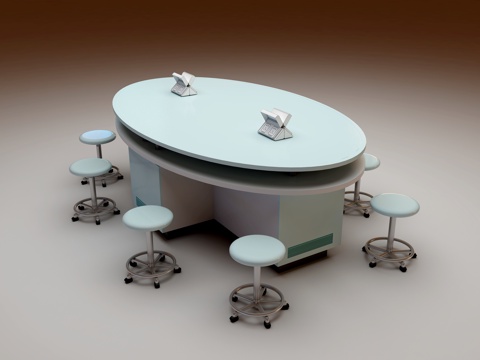  圆桌 圆形实验桌 实验室 创客实验桌3d模型 