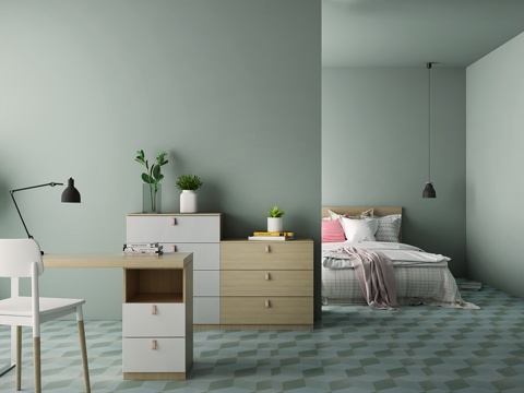  北欧书桌椅组合3d模型 