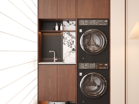  中古风格阳台3d模型 