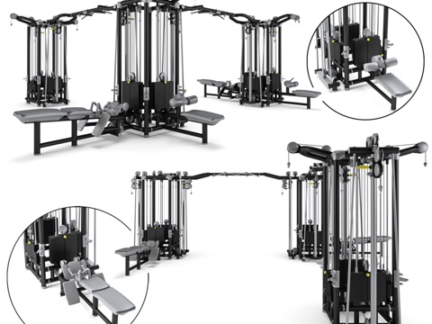  黑色缆绳训练站_套装043d模型 
