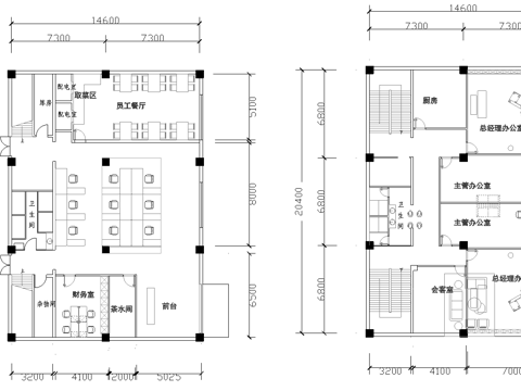 公司办公室 最新平面施工图cad施工图