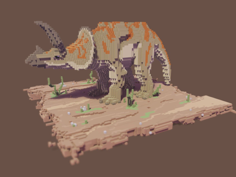  体素三角龙3d模型 