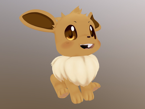  伊布幼犬坐姿3d模型 