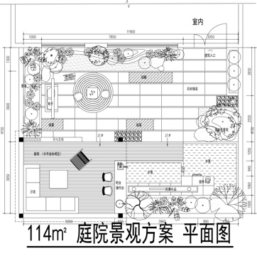 别墅庭院景观平面图cad施工图