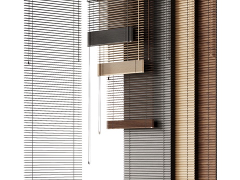  阳台门用水平木质百叶窗3d模型 