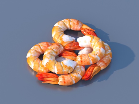  虾 海鲜 食物 虾仁 白灼虾3d模型 