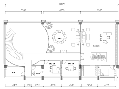 公司办公室 最新平面施工图cad施工图