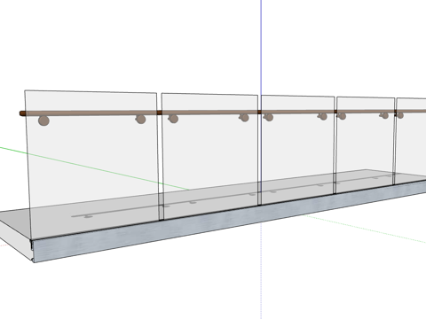  现代金属玻璃栏杆护栏su模型 