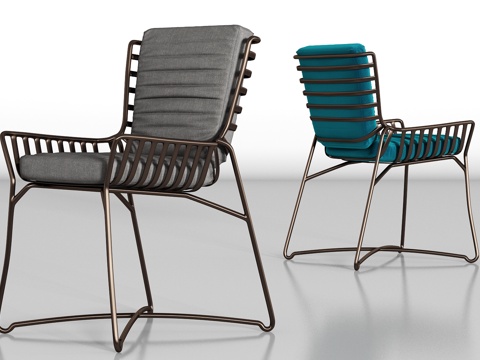  现代金属布艺单椅组合3d模型 