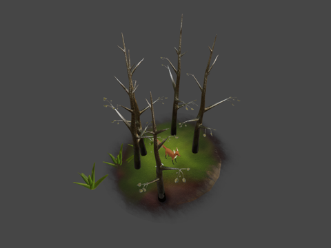  森林中的狐狸3d模型 