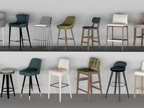  现代吧椅组合3d模型 