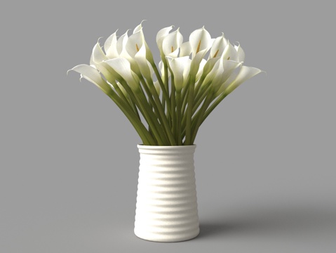  现代植物花卉 花瓶花艺 百合花3d模型 