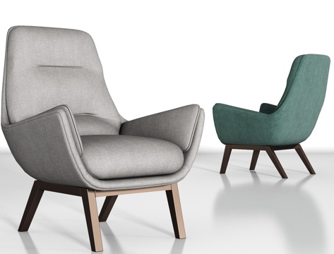  现代金属布艺单人沙发组合3d模型 