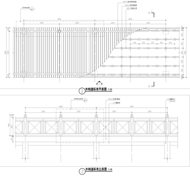 标准木栈道栏杆景观节点CAD施工图集cad施工图