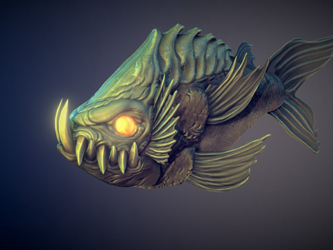  愤怒的鱼3d模型 