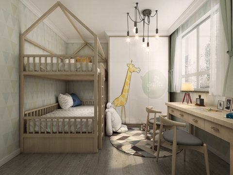  现代儿童房 儿童衣柜 儿童床3d模型 