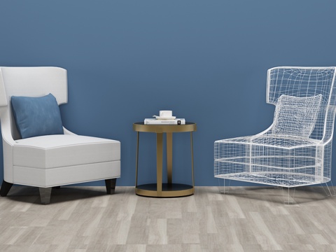  现代沙发 休闲椅 茶几3d模型 