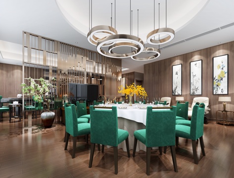  新中式桌球室包厢3d模型 