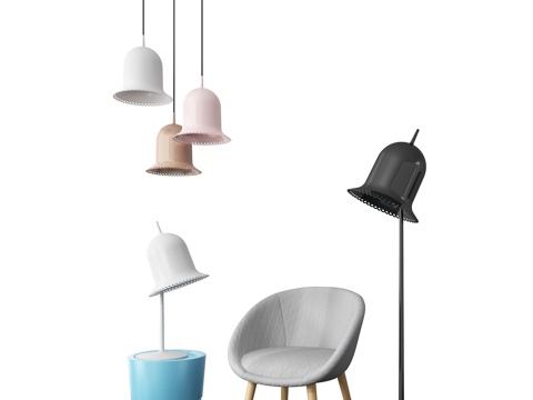  北欧单椅 边几吊灯 北欧边几 北欧落地灯3d模型 