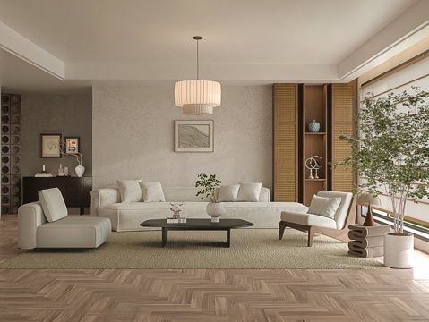  诧寂风客厅 沙发茶几组合3d模型 