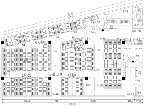 500平电竞网咖 最新平面施工图cad施工图