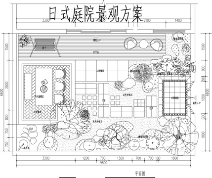 日式别墅庭院景观平面图cadcad施工图