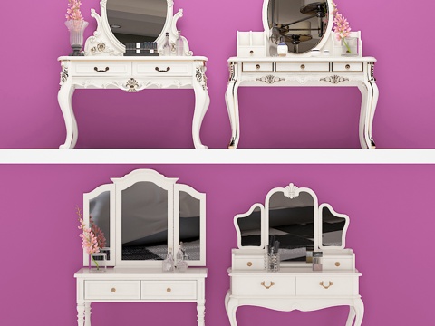  欧式简约梳妆台组合3d模型 