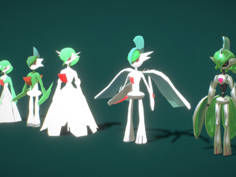  宝可梦拉鲁拉丝进化线3d模型 