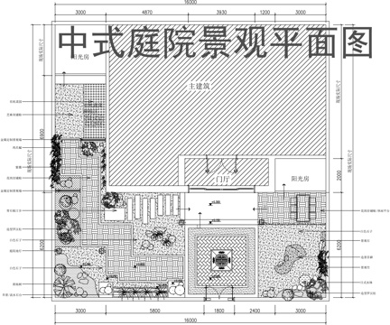 中式别墅庭院景观平面图cadcad施工图