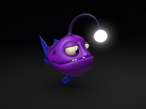  卡通鮟鱇鱼3d模型 