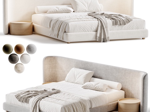  现代双人床3d模型 