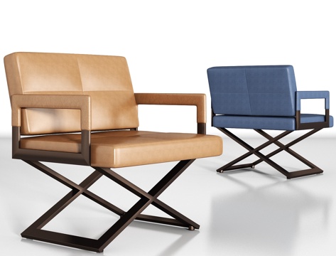  现代金属皮革办公单椅组合3d模型 