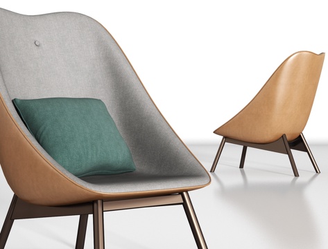  现代金属皮革单人沙发组合3d模型 